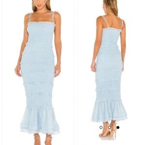 V. Chapman Geranium Dress in Cashmere Blue Ruffle Lace stretch size 0